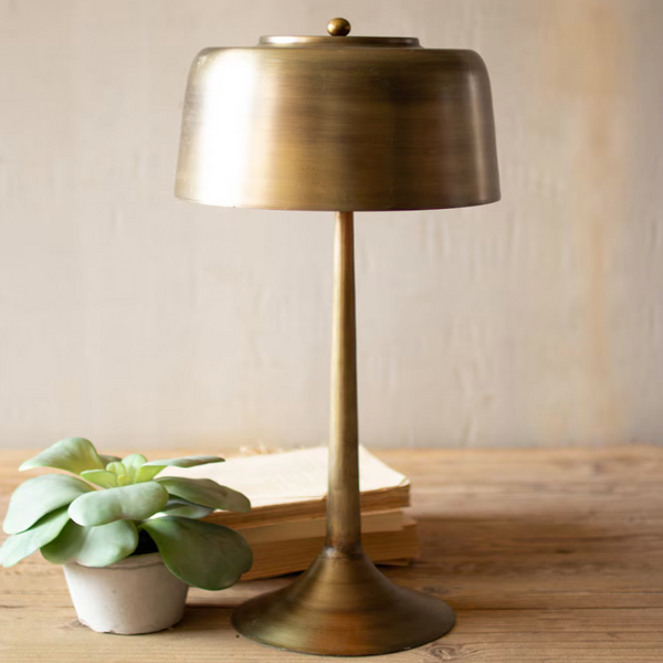 Antique Brass Table Lamp with Brass Shade
