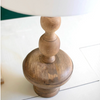 Turned Wood Table Lamp with Off-White Barrel Shade