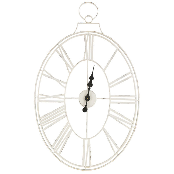 Oval White Metal Clock